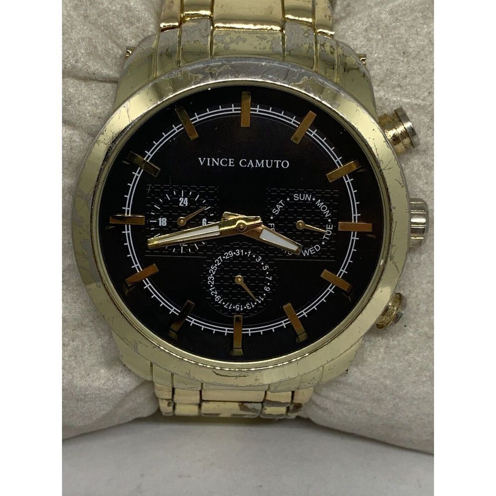 Vince Camuto VC1122GP Men's Stainless Steel Analog Black Dial Quartz Watch HK746